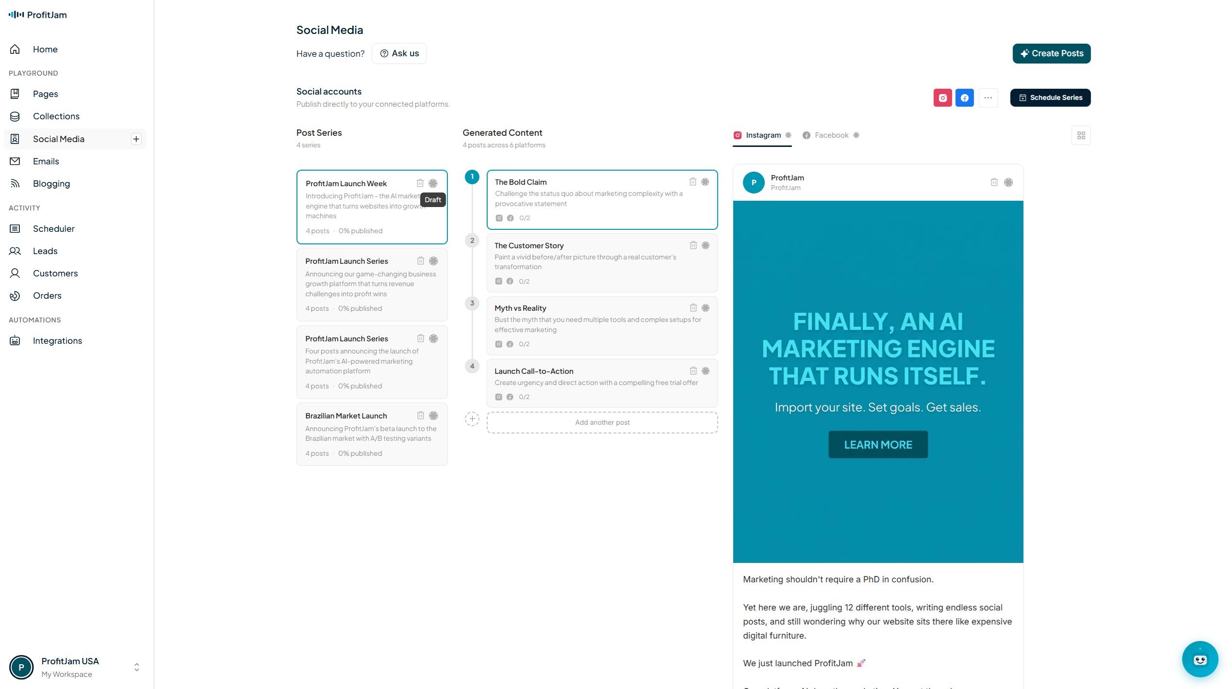 Painel de marketing e automações