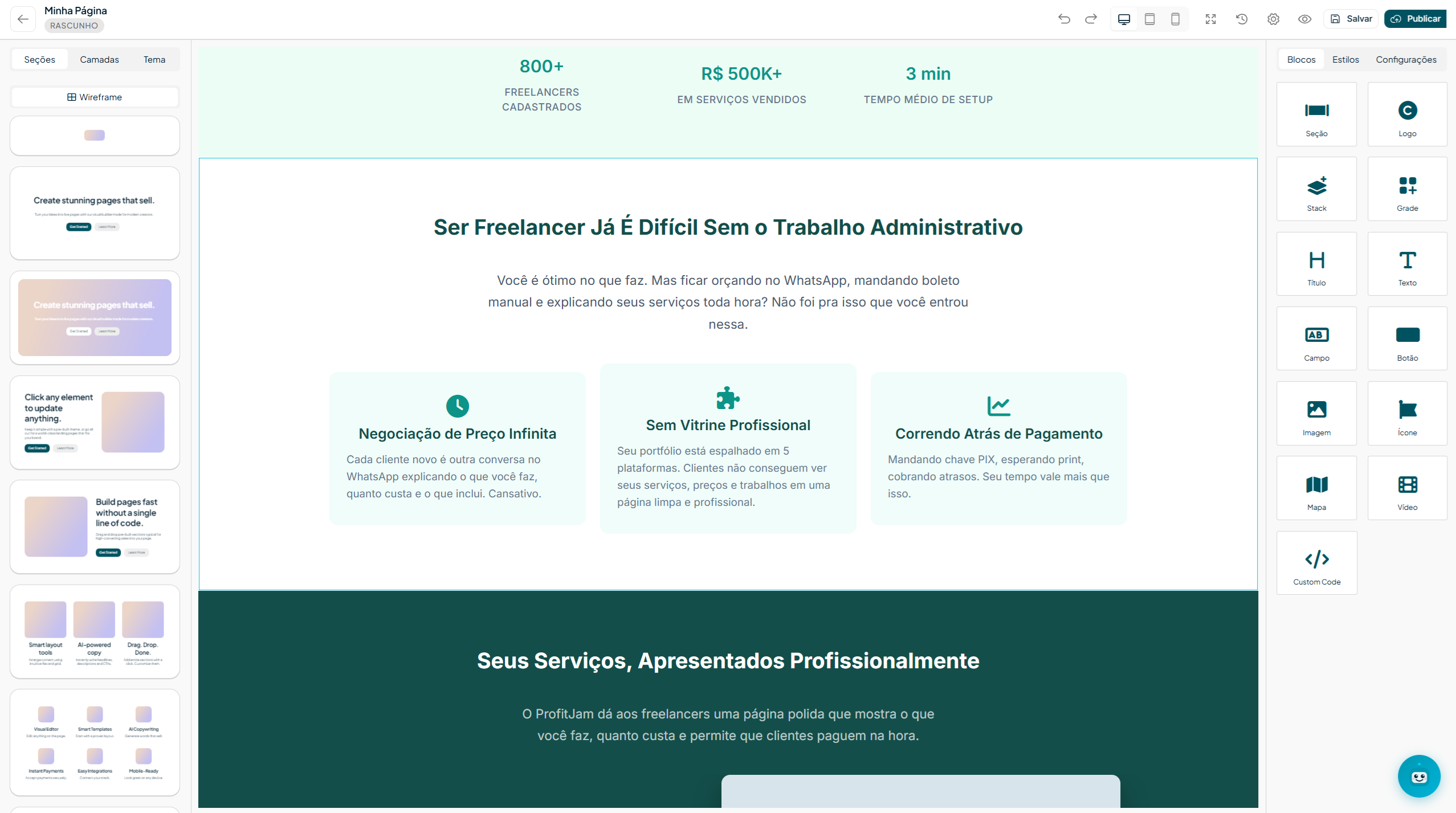 ProfitJam page builder