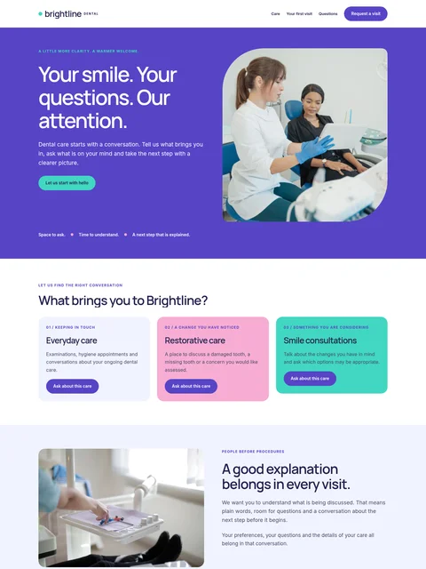 Brightline Dental website kit preview