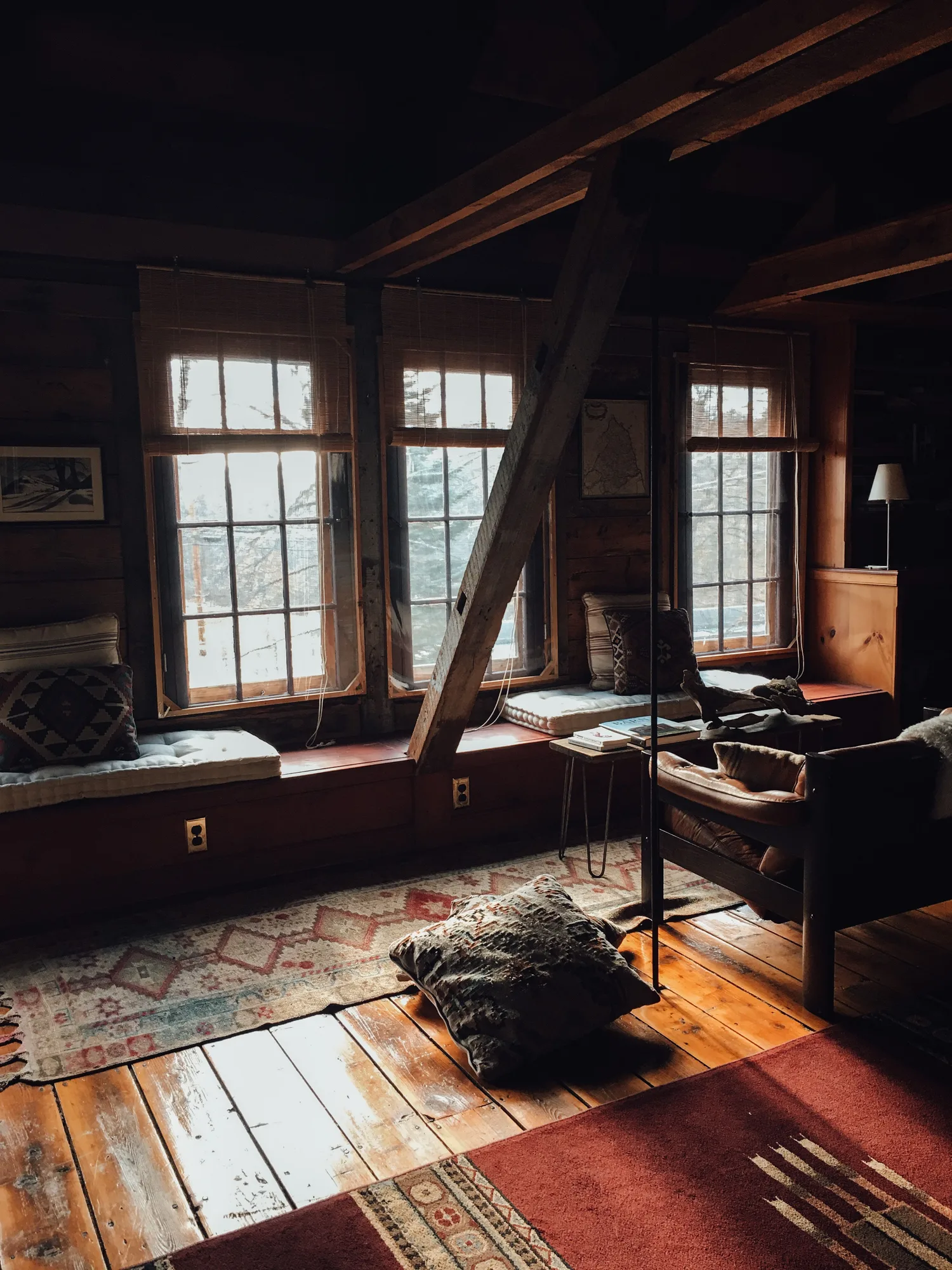 Natural materials in a spacious living room