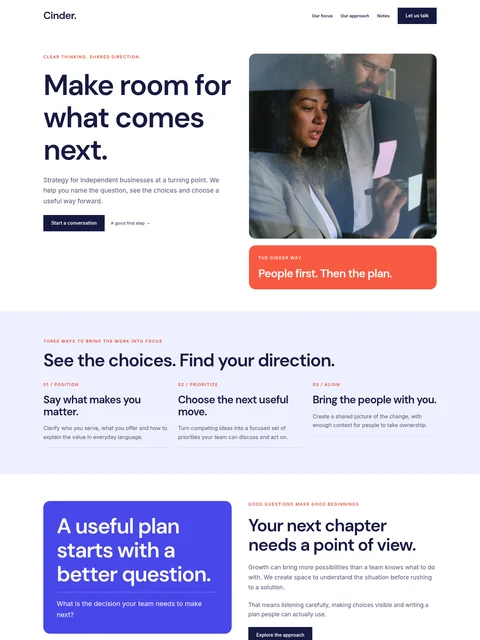 Cinder Strategy website kit preview