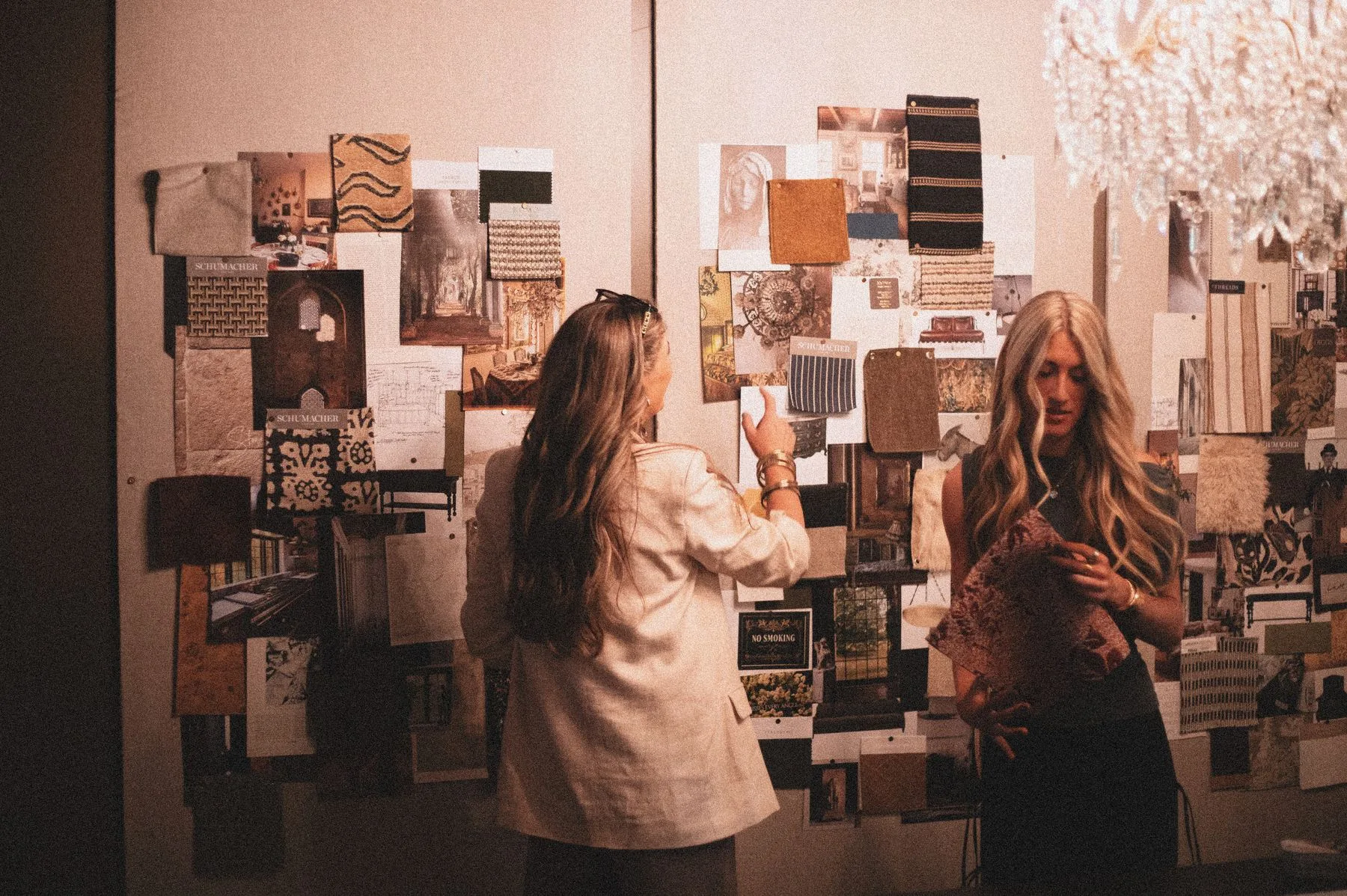 Creative studio team building an interior design mood board