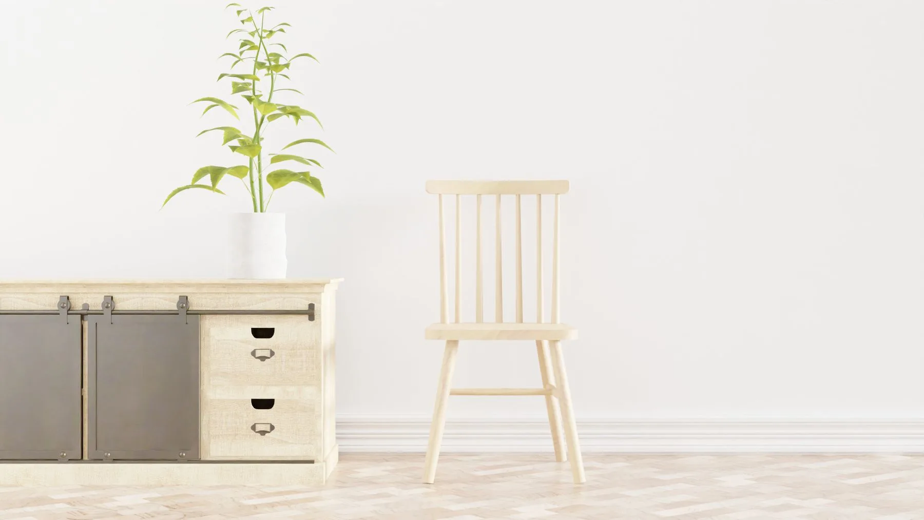 Simple wooden furniture in a bright interior