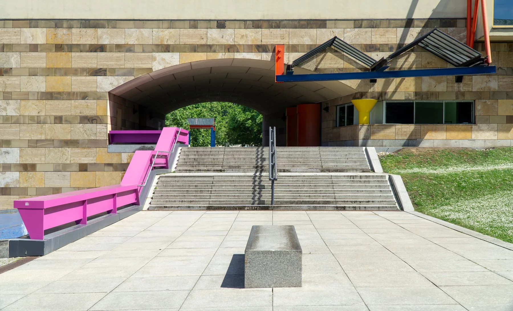Colorful geometric architecture and stairs