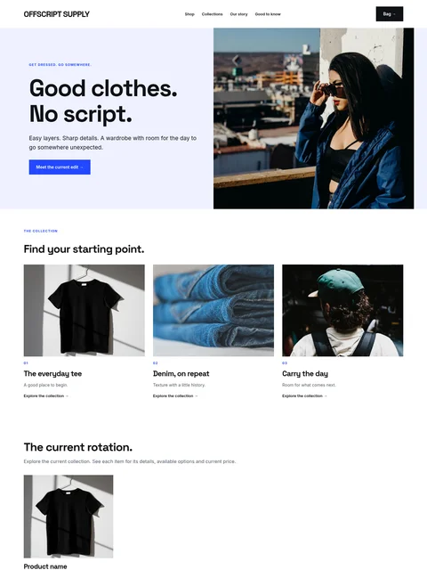 Offscript Supply website kit preview