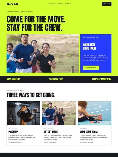 Rally Club website kit preview