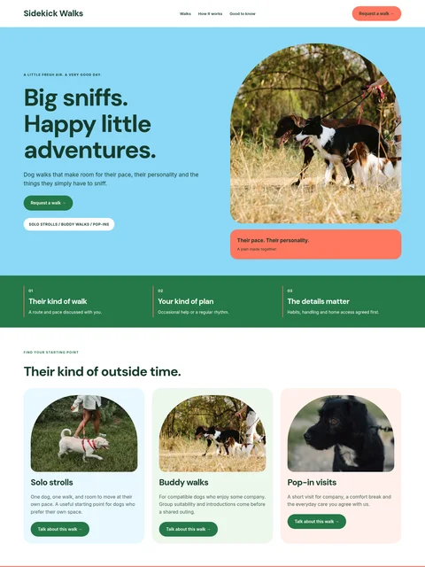 Sidekick Walks website kit preview
