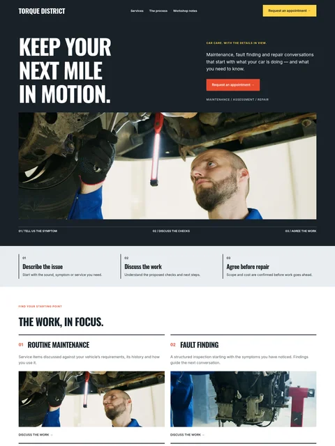 Torque District website kit preview